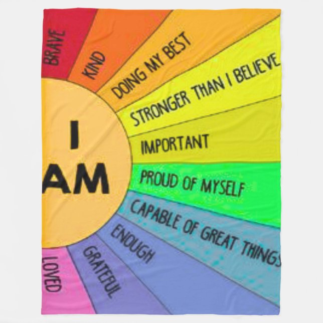 Große 60x80 Rainbow Positive Affirmation Kids Flee Fleecedecke (Vorderseite)