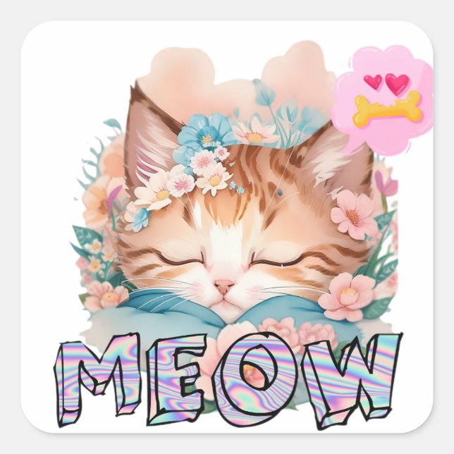Große, 8 Zoll x 8 Zoll Vinyl Cat Stickers (Vorderseite)