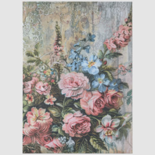 Große abgenutzte Vintage-Blumen-Decoupage Seidenpapier