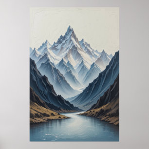 Große abstrakte Berge Malerei auf Leinwand 3D-Hea Poster