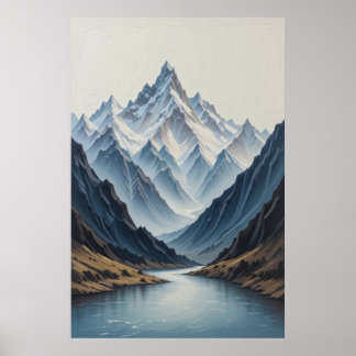 Große abstrakte Berge Malerei auf Leinwand 3D-Hea Poster