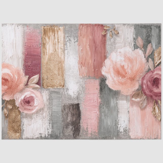 Große Abstrakte Uni Peach Gray Decoupage Seidenpapier (Vorderseite)