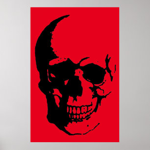 Grosse affiche du crâne - Art Imaginaire noir et r