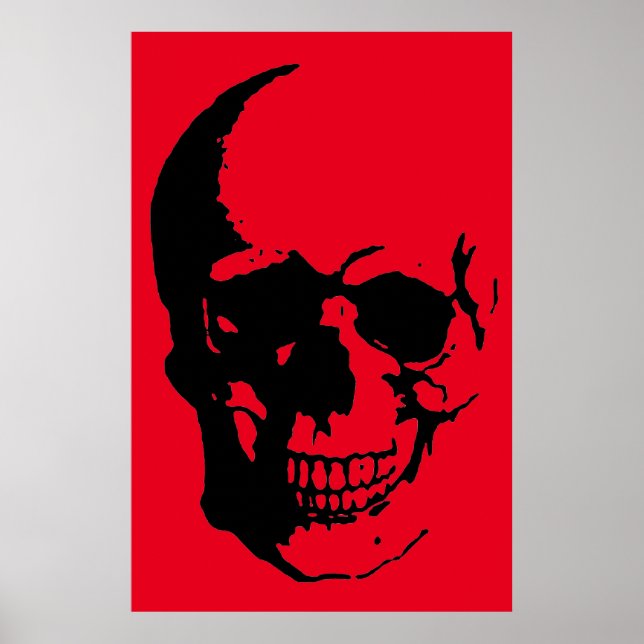 Grosse affiche du crâne - Art Imaginaire noir et r (Devant)