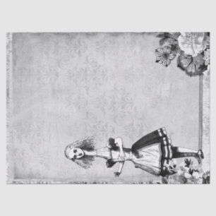 Große Alice im Wunderland aus Schwarz und Weiß Seidenpapier