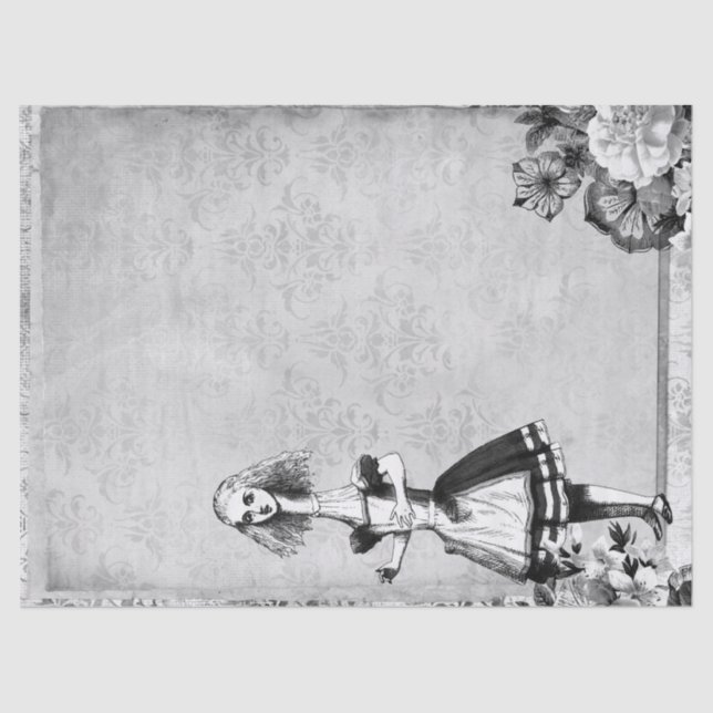 Große Alice im Wunderland aus Schwarz und Weiß Seidenpapier (Vorderseite)