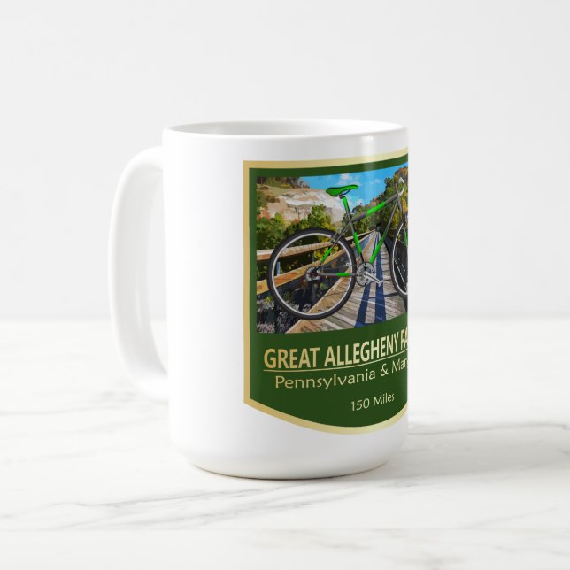 Große Allegheny Passage (Fahrrad2) Kaffeetasse (Vorderseite Links)