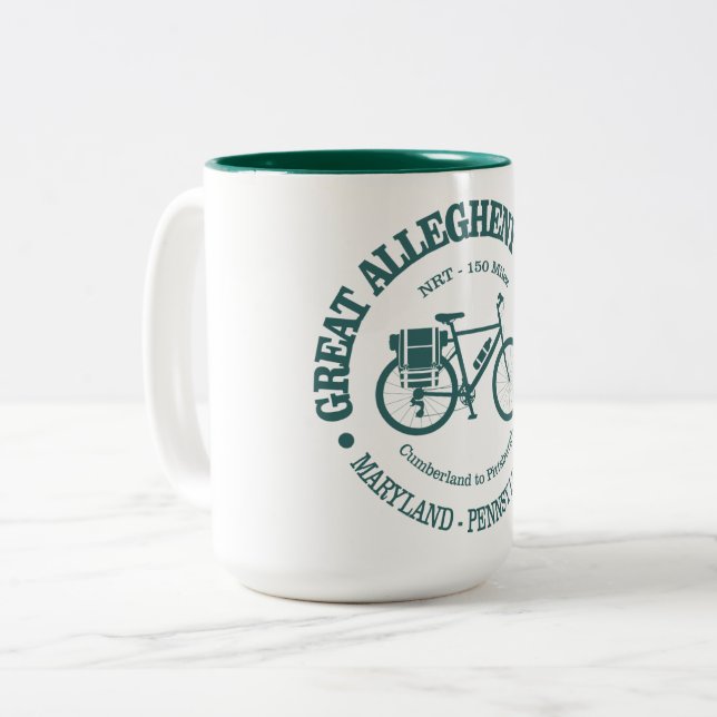 Große Allegheny Passage (Fahrrad) Zweifarbige Tasse (Vorderseite Links)