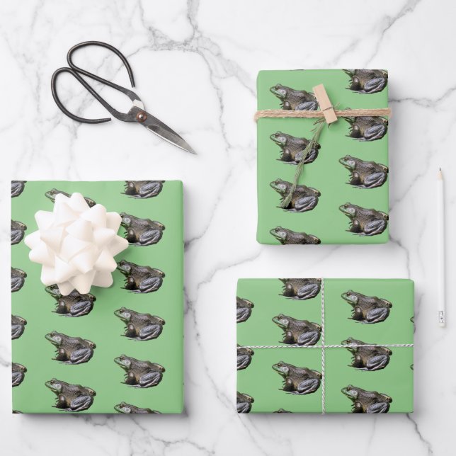 Große alte Bullfrogtierart Geschenkpapier Set (Vorderseite)