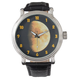 Große alte Mond-Fett-Orange-Zahlen Mennes Beobach Armbanduhr