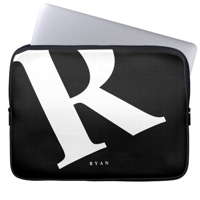 Große Anfangsphase | Moderne Typografie | Schwarz Laptopschutzhülle (Vorderseite)