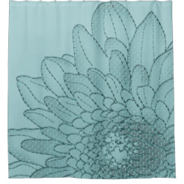 Große Aquamarine Sonnenblume | Duschvorhang