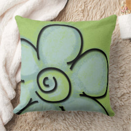 Große Aquamarine und grüne Blume Kissen