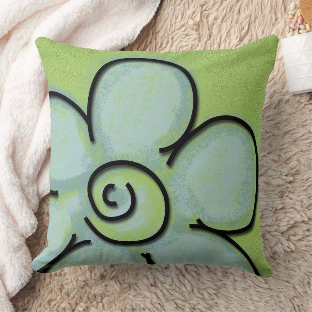 Große Aquamarine und grüne Blume Kissen (Decke)