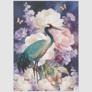 Große Aquarell-Pfingstrosen Kranich Möbel Decoupag Seidenpapier
