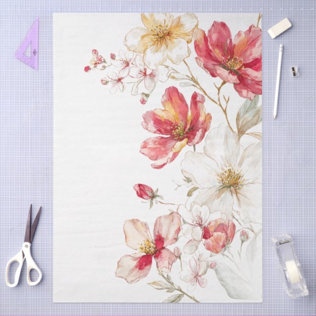 Große Aquarellfarben Wildblumen Bouquet Decoupage Seidenpapier (Basteln)