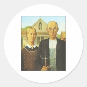 Große Aufkleber, amerikanisch-gotisch Grant-Wood Runder Aufkleber