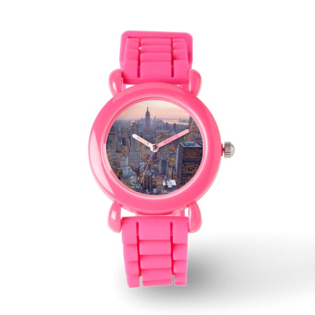 Große Aussicht auf Manhattan bei Sonnenuntergang Armbanduhr (Vorderseite)