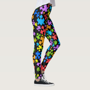 Große Autismus Puzzleteile auf BLACK Leggings