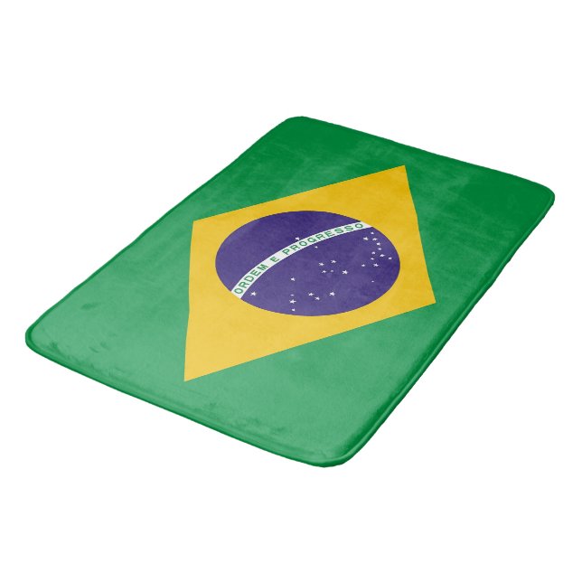Große Badematte mit brasilianischer Flagge (Schrägansicht)