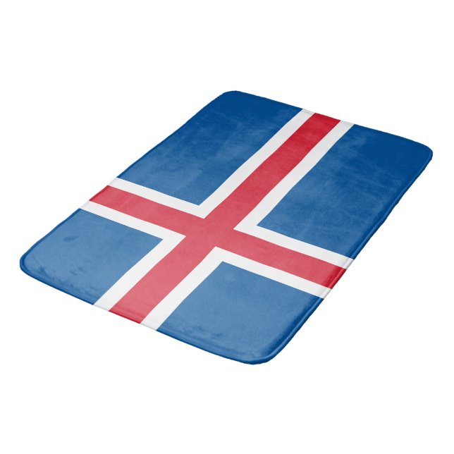 Große Badematte mit Flagge Islands (Schrägansicht)