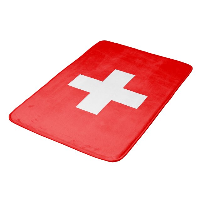 Große Badematte mit Schweizer Flagge (Schrägansicht)