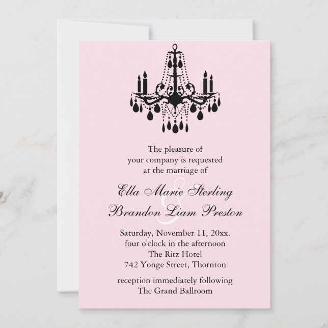 Große Ballroom Wedding Invitation 2 (pink) Einladung (Vorderseite)