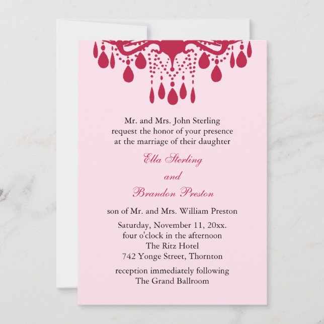 Große Ballroom Wedding Invitation (rot) Einladung (Vorderseite)