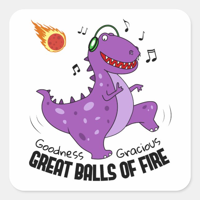 Große Balls von Feuerdinosaurier Meteor Quadratischer Aufkleber (Vorderseite)