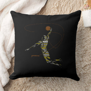 Größe Basketball Motivations-Wort-Kunst T-Shirt Kissen