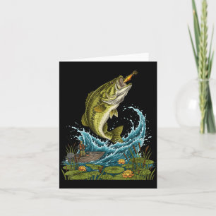 Große Bass springende Fischköder-Grafik für Angler Karte