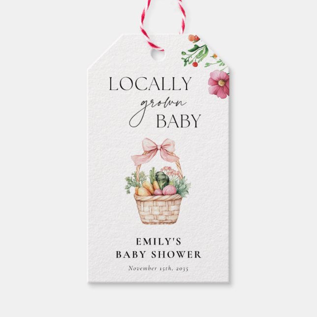 Grosse Bauern Markt Girl Baby Dusche Geschenkanhänger (Vorderseite)