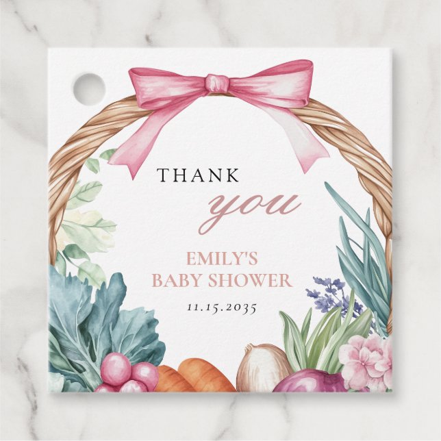 Grosse Bauern Markt Girl Baby Dusche Geschenkanhänger (Vorderseite)