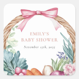 Grosse Bauern Markt Girl Baby Dusche Quadratischer Aufkleber