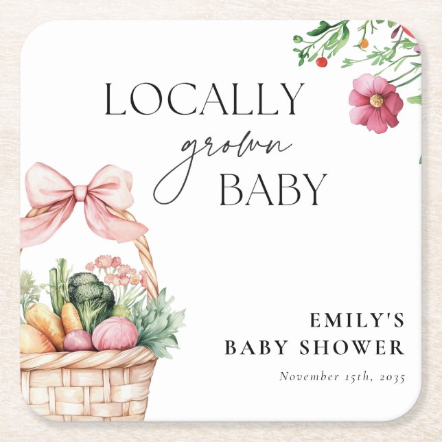 Grosse Bauern Markt Girl Baby Dusche Rechteckiger Pappuntersetzer (Vorderseite)