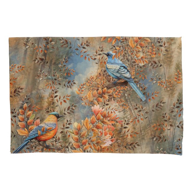 Große Bäume, die Blätter des Herbstes und Blauwild Kissenbezug (Vorderseite)