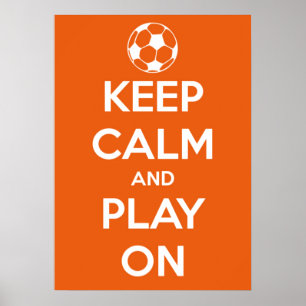 Große Behaltend Ruhe und Spiel auf orange und weiß Poster