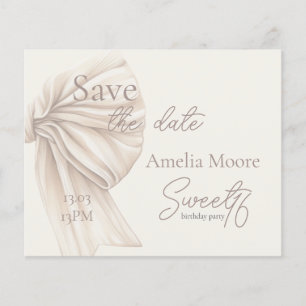 Große Beige Bow Boho Sweet 16 Save the Date