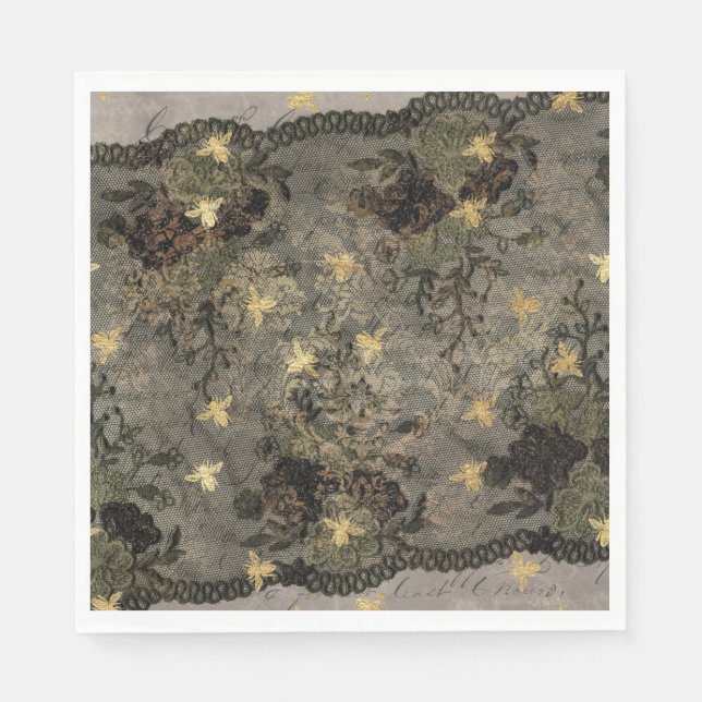 Große Black Lace Gold Bee Serviette (Vorderseite)