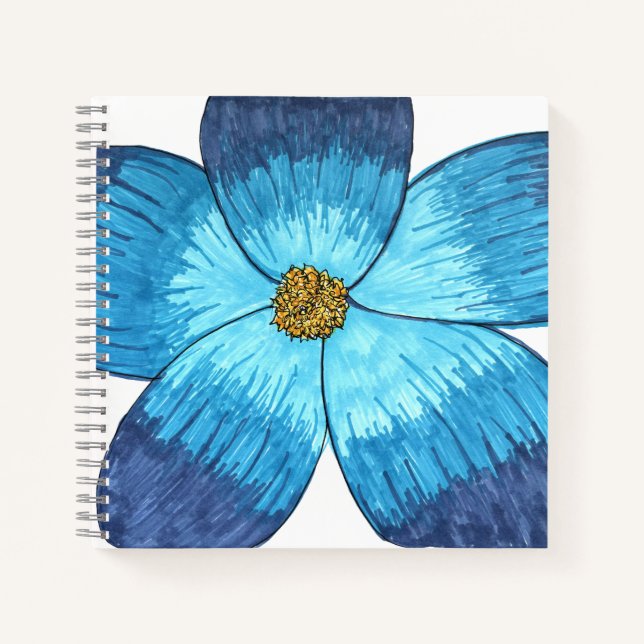 Große blaue Blume Notizbuch (Vorderseite)