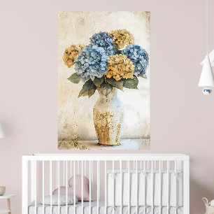 Große blaue Hortensienblüten Poster