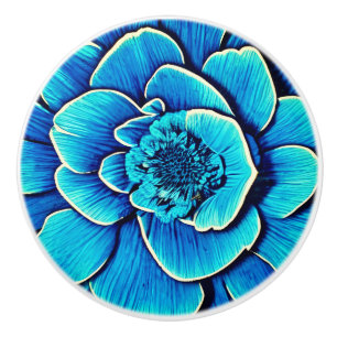 Große Blaue Kamelie Blossom Keramikknauf