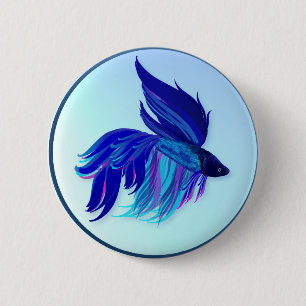 Große blaue siamesische kämpfende Fisch-Knöpfe Button