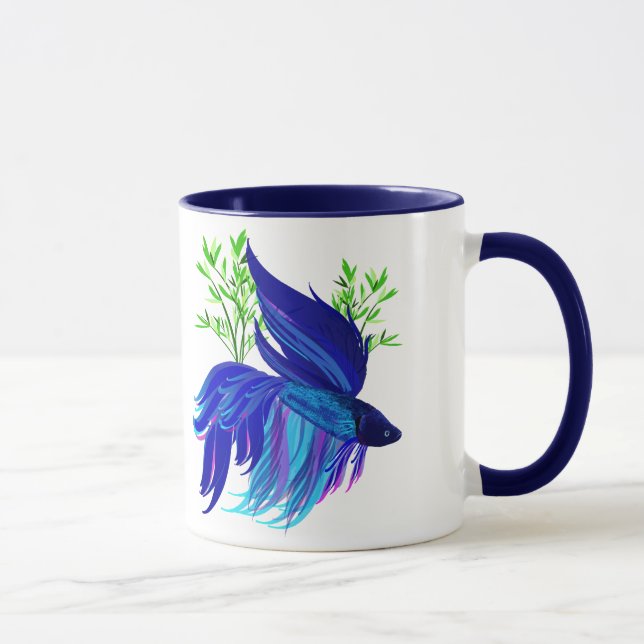 Große blaue siamesische kämpfende Fisch-Tassen Tasse (Rechts)