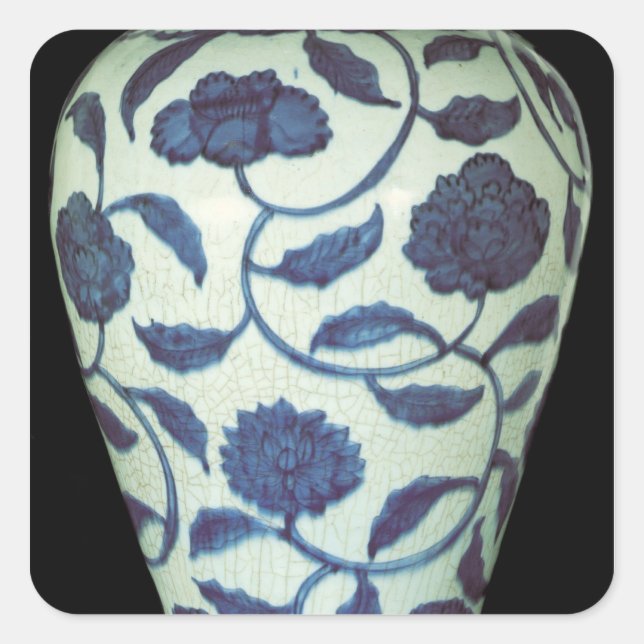 Große blaue und weiße Vase, Jaijing-Periode Quadratischer Aufkleber (Vorderseite)
