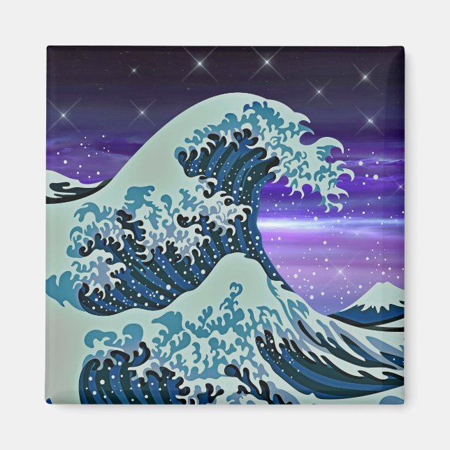 Große blaue Welle mit Zeichnend Nachtstern Magnet (Vorne)
