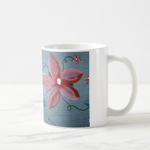 Große blaues Rot-Blumen Kaffeetasse