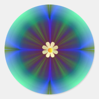 Große blaugrüne Blume Runder Aufkleber