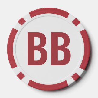 Große Blind BB Einfache Rote Weiße Text Poker Chip
