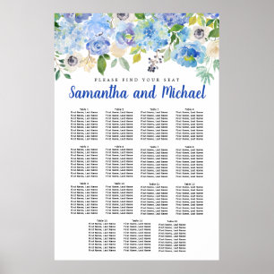 Große Blue Hydrangea 15-Tisch-Sitzkarte Poster